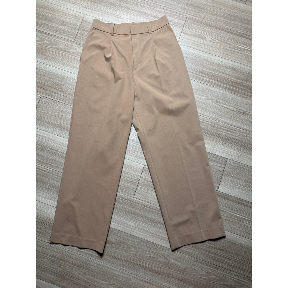 Uniqlo Beige Tan Wide Leg Trousers Pants M Waist 28-29 Pleated